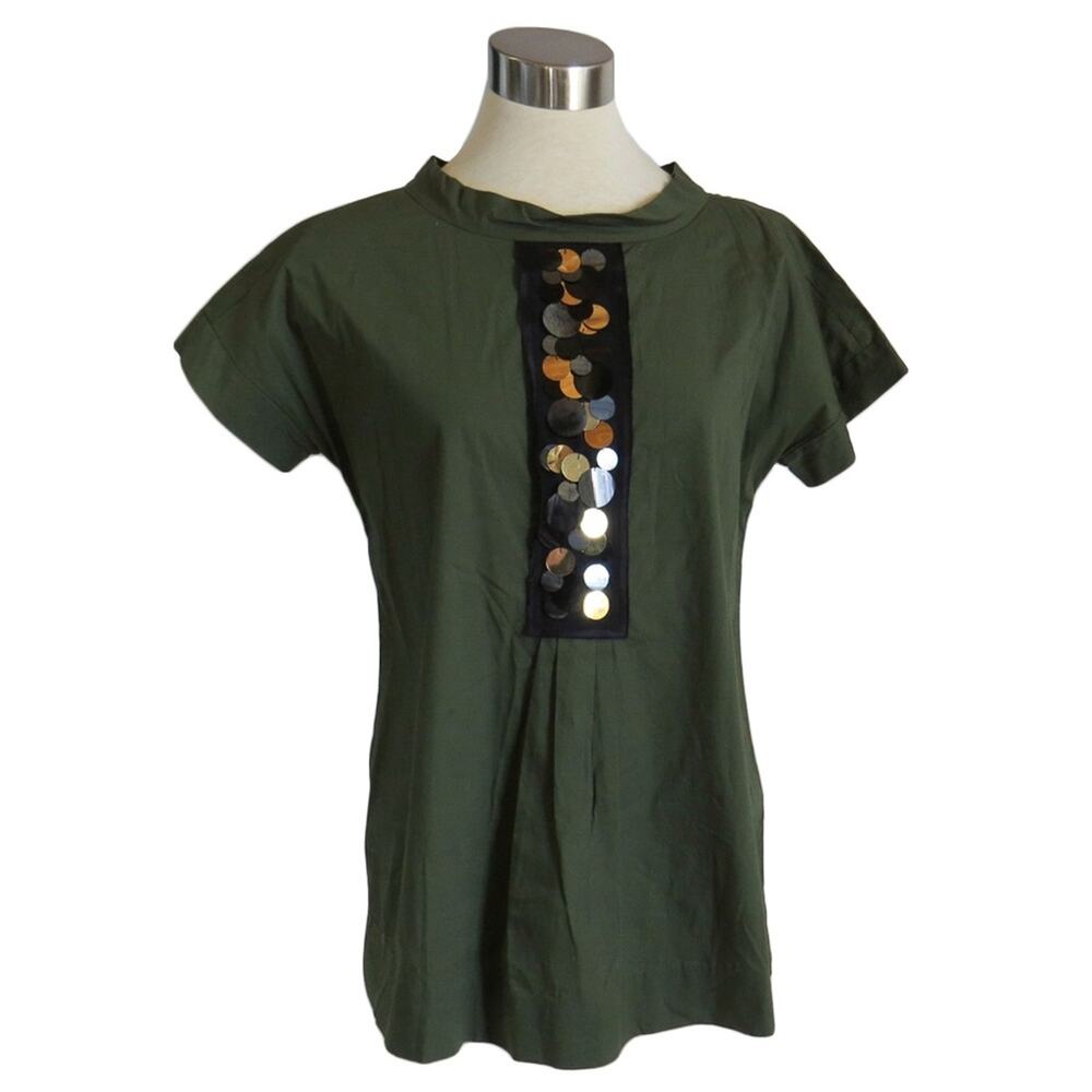 🌶️ Simply Vera Vera Wang Embellished Top Army Green XS